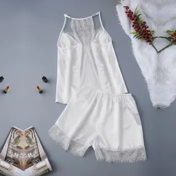 

Sexy For Women pajamas Stain Lace Silk Lingerie Nightdress Pajamas Camisole Sleepwear Lace Homewear Women Lingerie #9