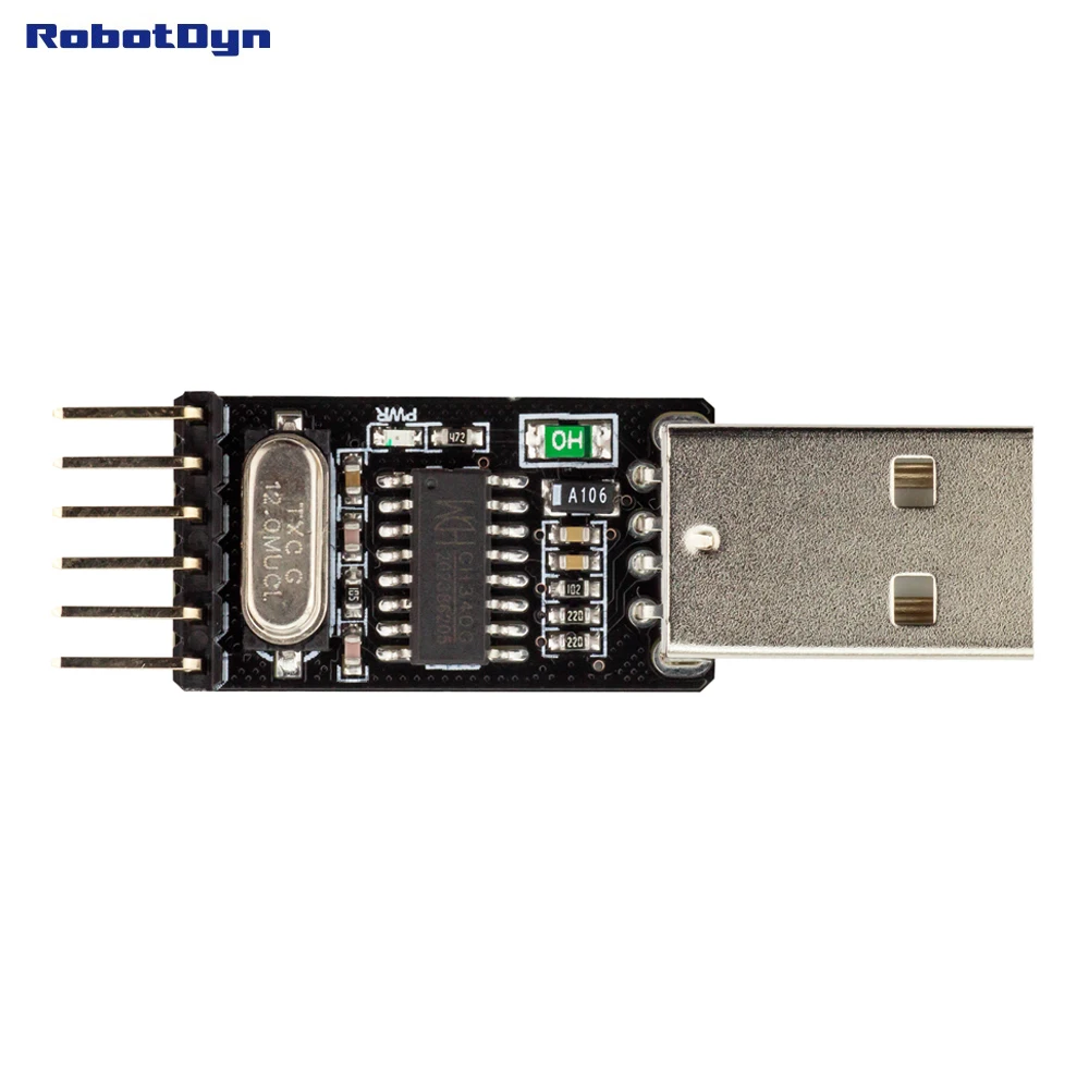 Адаптер USB-TTL-UART-Serial CH340G, 5V/3.3V для подключения микроконтроллера к ПК