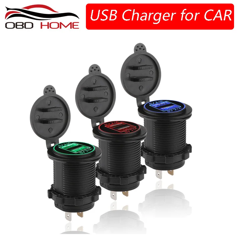 

Super 2Port 5V 2.1A Charger Power Adapter LED Panel Charge Mobile Phone Tablet USB Socket for Auto Truck ATV Boat Motorcycle