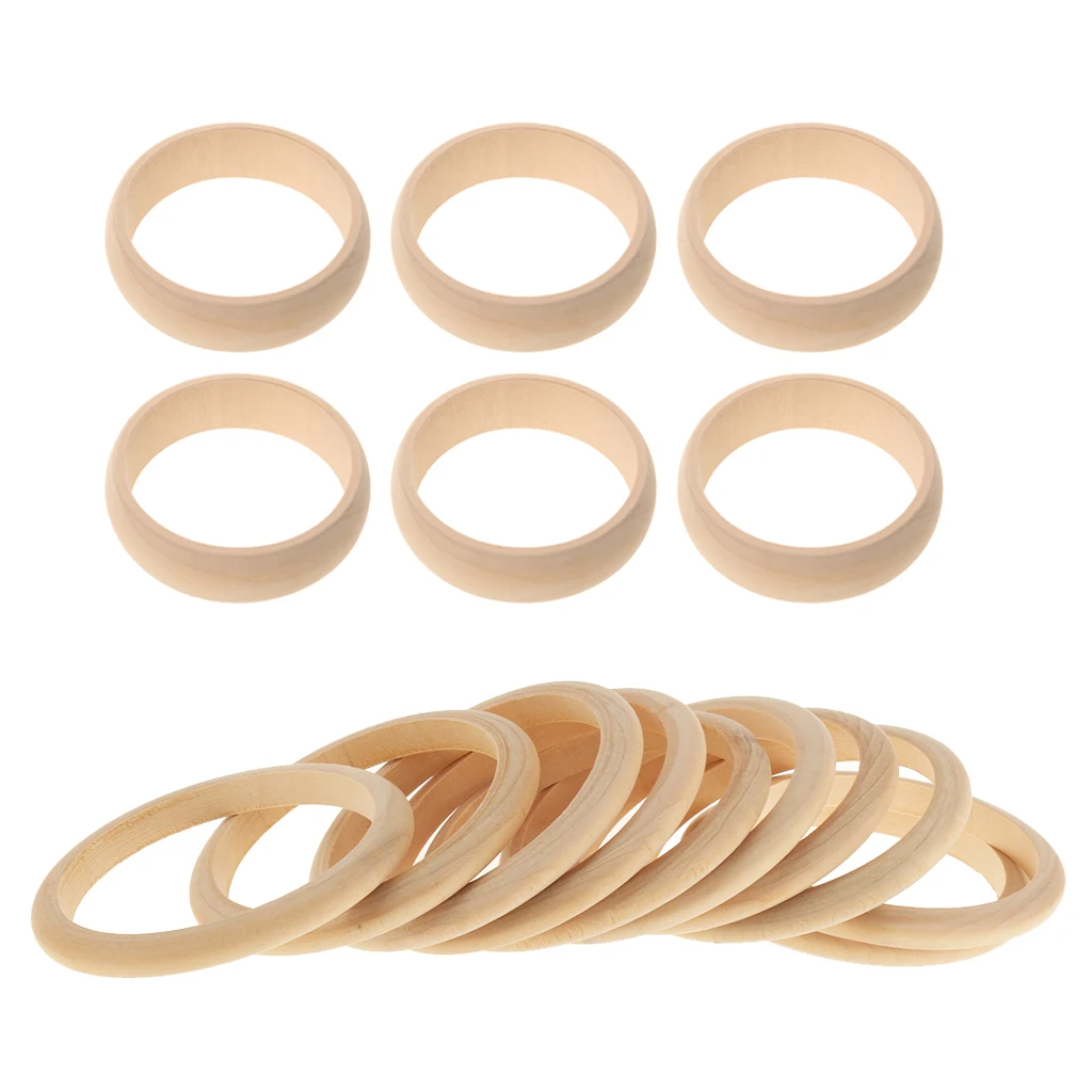 16 Pieces Unfinished Natural Wooden Wood Blank Bangle Bracelet DIY, 8mm, 22mm Wide