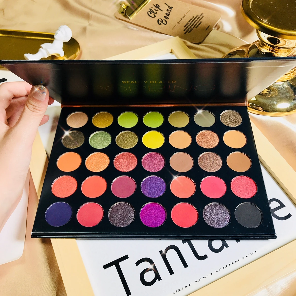 35 цветов телесные блестящие тени для макияжа Pallete длительное естественное мерцание и блеск бриллиант палитра теней для век косметика