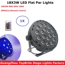 1xlot Новый профессиональный светодиодный сцены 18X3 W RGB 3IN1 Par led dmx освещение этапа мытья эффекты DMX512 подчиненная светодиодный плоский пар