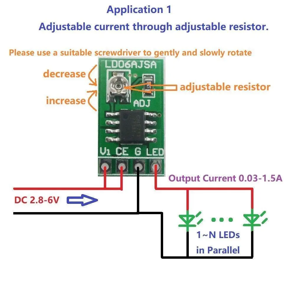 DC 3V 3.3V 3.7V 4.2v 3.2v 5V 6V Adjustable LED Driver PWM DC-DC Constant Current Converter 30-1500mA aa | Электроника
