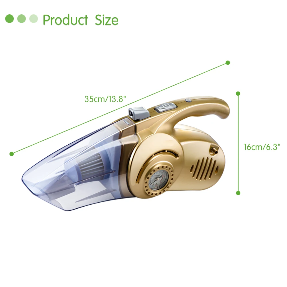 ONEVER 4 в 1 влажный/сухой Портативный автомобиля Пылесосы для автомобиля 12 В 120 Вт шин Надувное шин Давление датчик и свет шин надувной насос