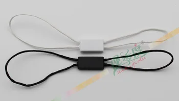 

High quality hang tag wax white black string in apparel, strings cord for garment hangtag seal tag with square plastic two heads