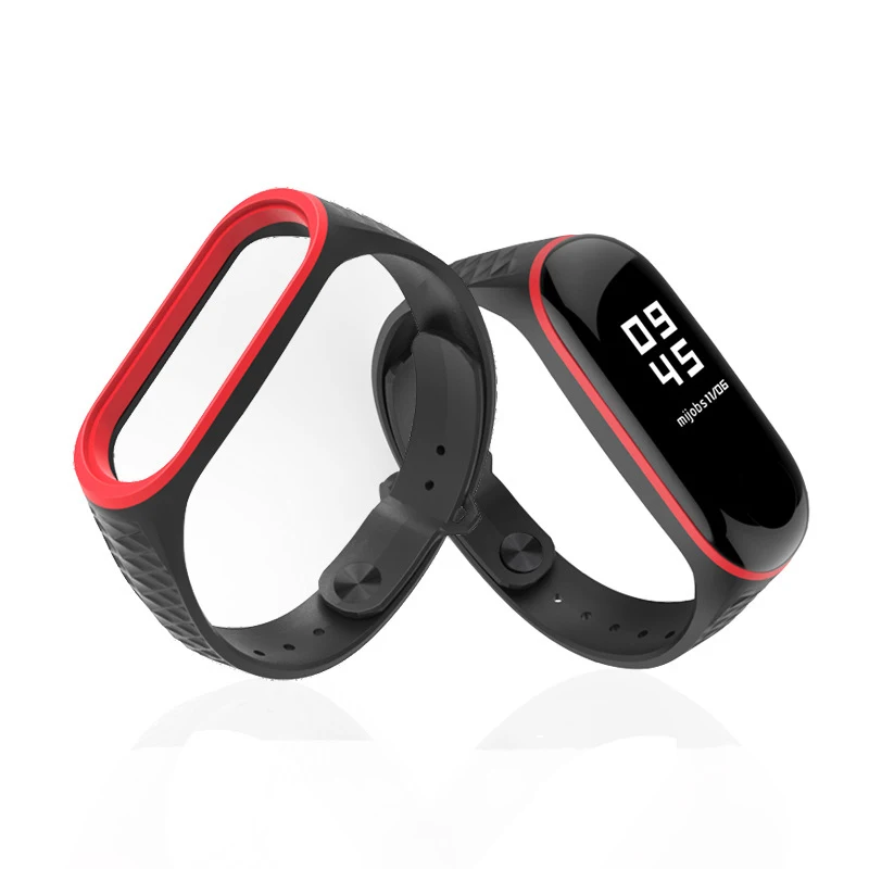 Сменный силиконовый ремешок для часов Xiaomi Mi Band 4 два цвета из ТПУ умных спортивный