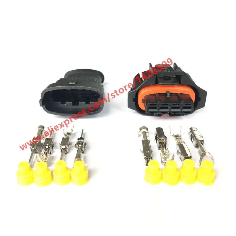 

5 Set 4 Pin 1 928 403 736 Female Male 3.5mm Auto Sensor Plug Electrical Wire Connector Use For Bosch
