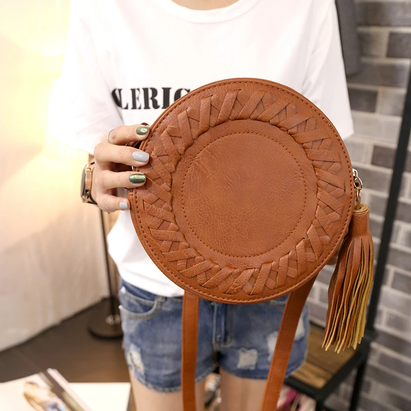 Перилла 2019 круглые сумки для женщин летние пляжные CrossBody сумка круг ручной тканые