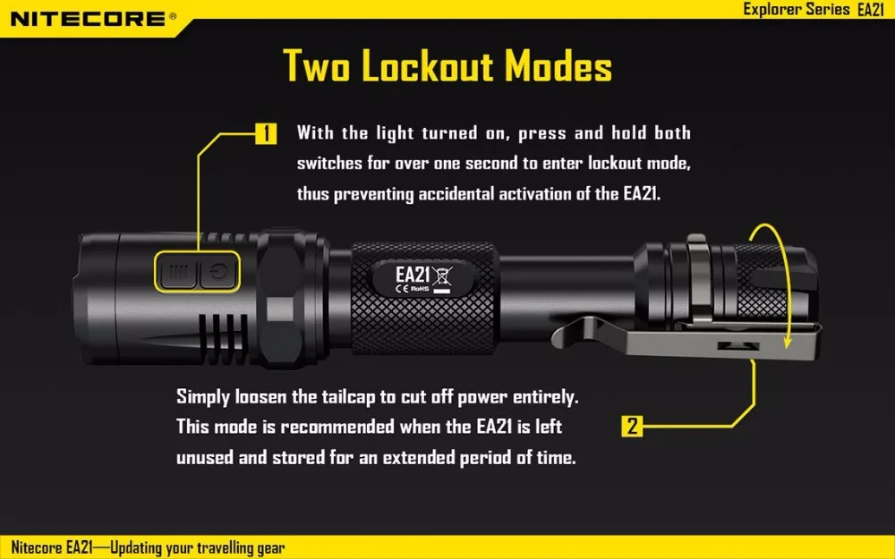 АА батареи фонарик nitecore черный EA21 CREE XP-G2 (R5) LED Макс. 360 люмен луч бросать 167 м водонепроницаемый портативный факел