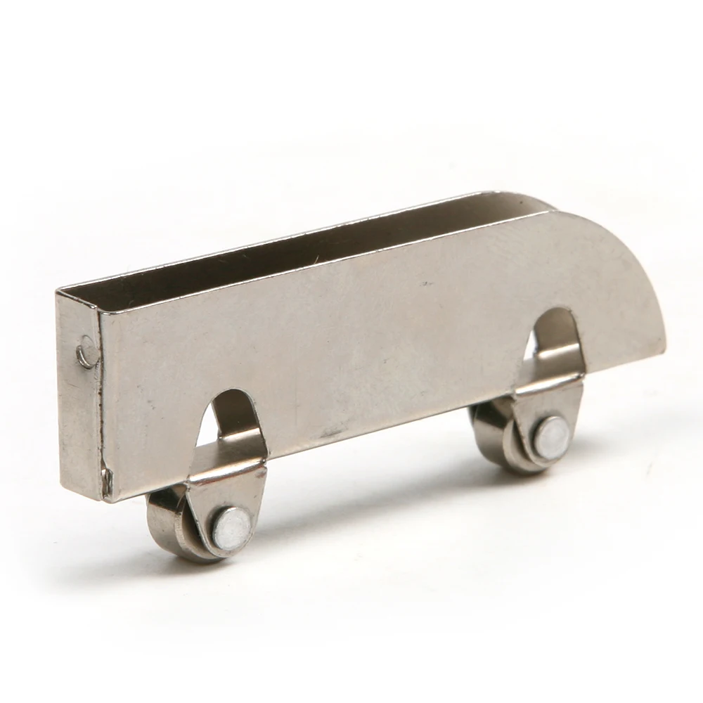 

1Pcs Stainless Steel Double wheel Showcase Glass Cabinet Sliding Door Roller Clamp Steel Wheel Pulley Track