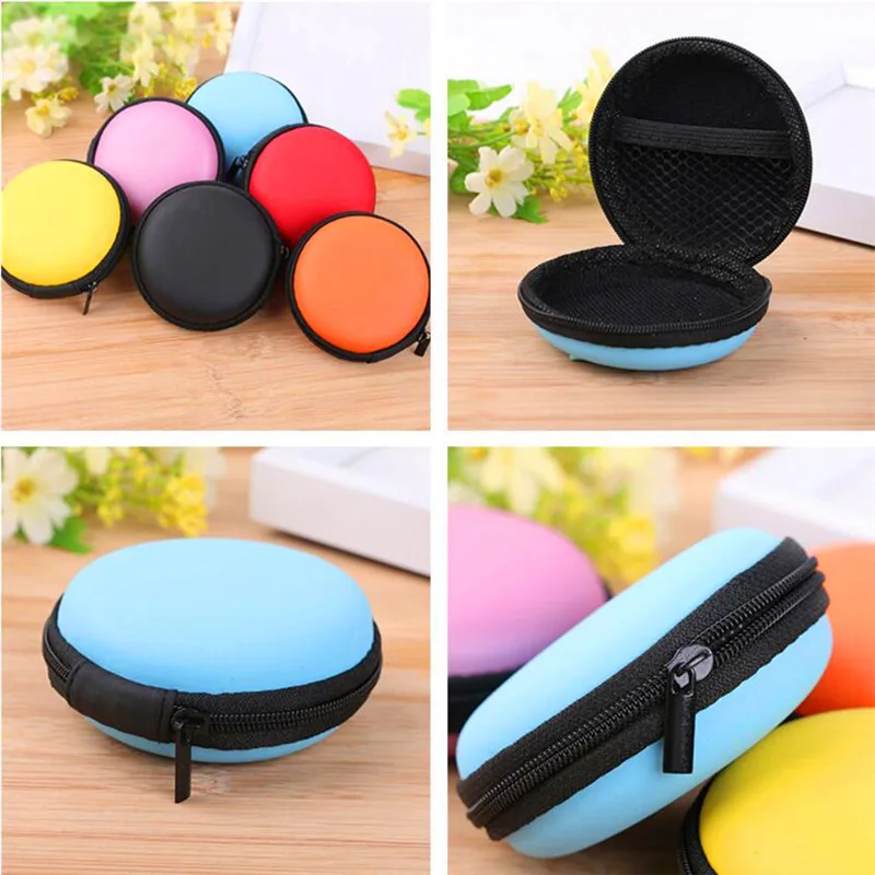 

Mini Zipper Earphone Headphone SD Card Storage Bag Box Carrying Pouch Round Case Women Coin Purses Wallet