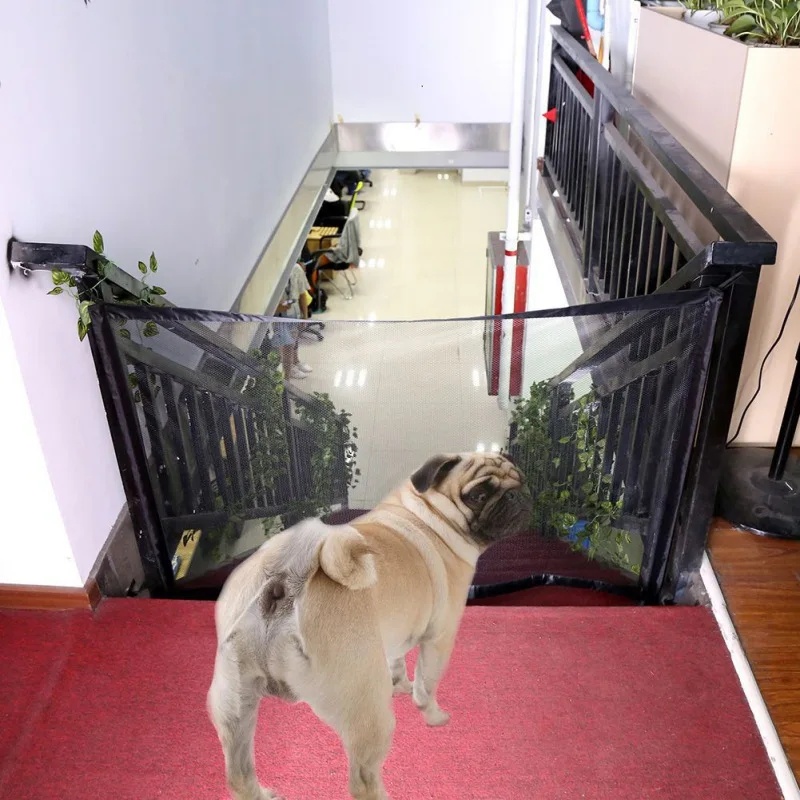 

Folding Separate Fence Guard 6 Hangers Nylon Mesh Screen Indoor Net Gate 110x72cm Pet Door Isolation Net Dog Fence Enclosure
