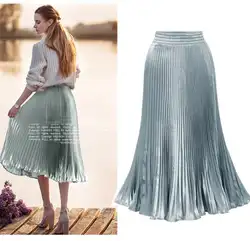 Jupe Femme Для женщин Длинная юбка 2019 империя плиссированные женские юбки Высокое качество элегантные модные дамы Saia плюс Размеры женская