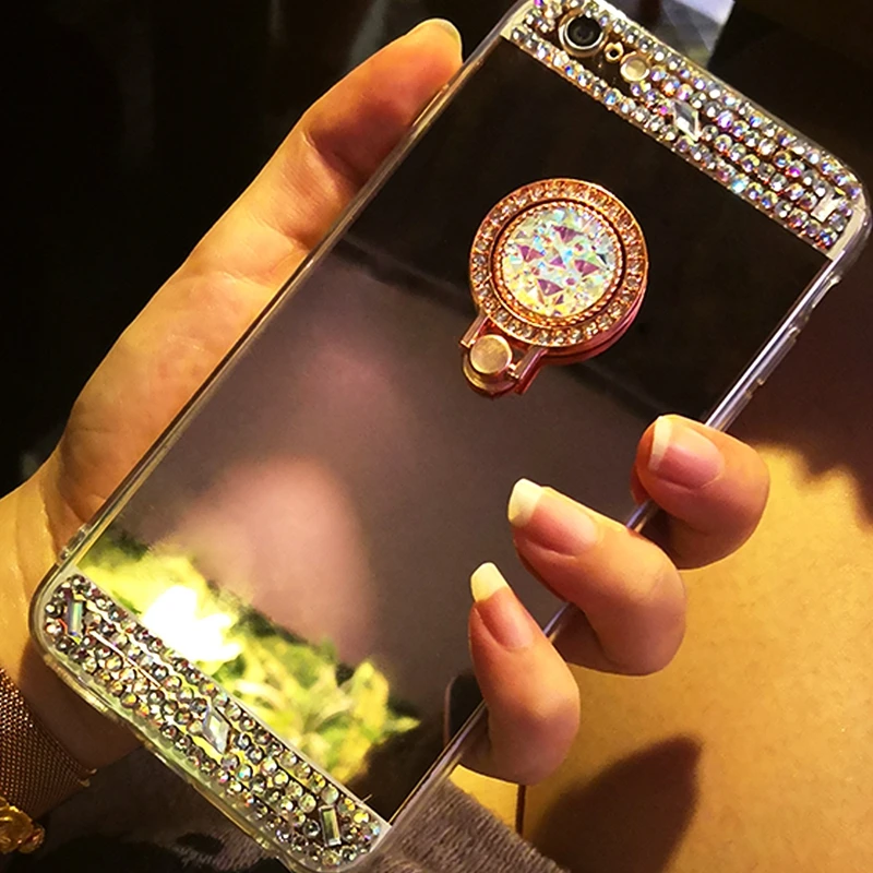 Mirror Case For XiaoMi RedMi 4X Cases 3D Rhinestone Ring Holder Mirror Soft TPU Case For XiaoMi XioMi Redmi Note 4X 3 4 X Cover (4)