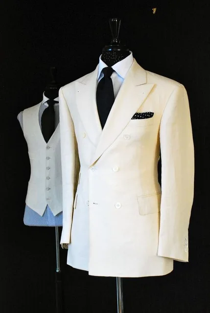 Изготовленный на заказ Белый двубортный мужской костюм из 3 предметов смокинги для жениха Мужские свадебные костюмы для званого обеда Блейзер masculino