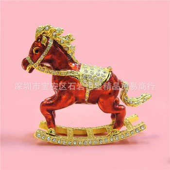 

European Chinese style Metal enamel painted crafts Shaking horses, home decoration desktop ornaments (A504)