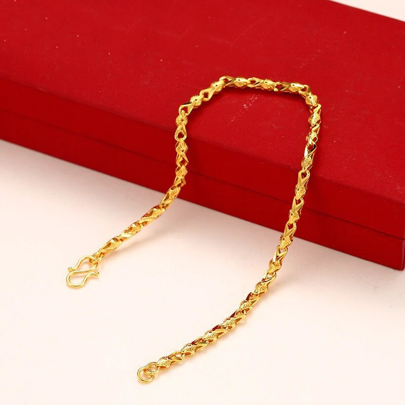 

MxGxFam ( 19 cm ) Pure Gold Color Cute Bracelet For Women Fashion Personal Designs Allergy Free