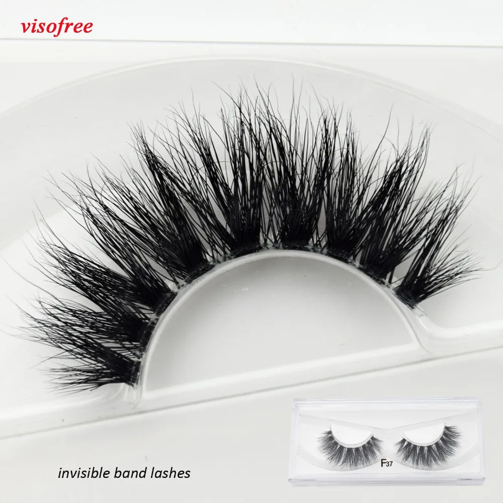 Visofree Mink Eyelashes Clear Band EyeLashes Crisscross Transparent