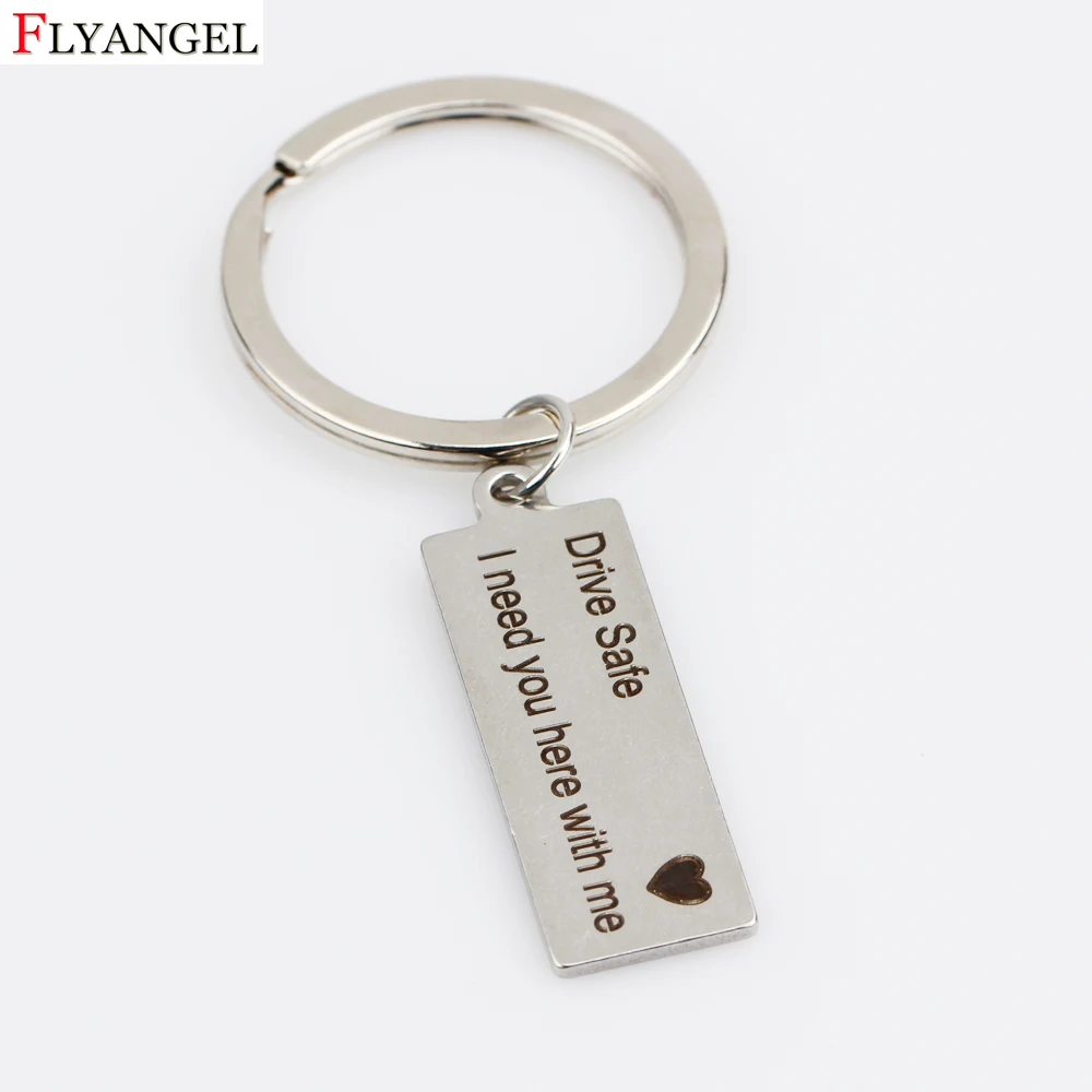 

Drive Safe I need you here with me Lettering Charm Engraved Key Chain Key Ring for Boyfriend Girlfriend Couples Jewelry