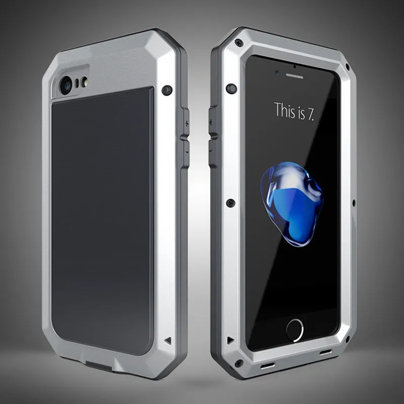 Сверхпрочная защита Doom бронированный металлический алюминиевый чехол для телефона для iPhone 11 Pro XR XS MAX 6 6S 7 8 Plus X 5S 5 противоударный чехол - Цвет: silver