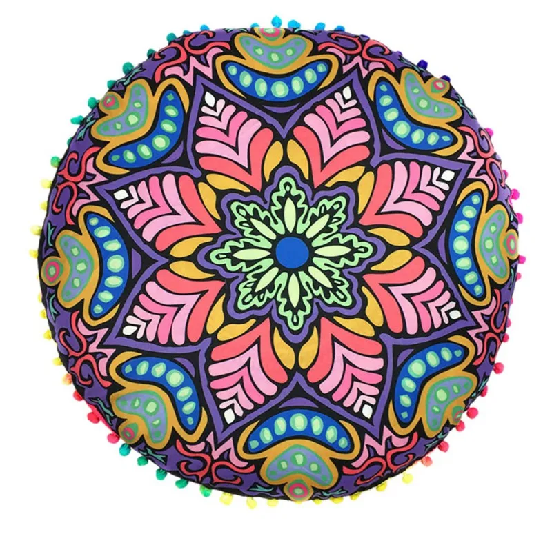 43*43CM Colorful Round Indian Mandala Floor Printed Pillows Cushions Pillows Case Textile Bohemian Pillow 