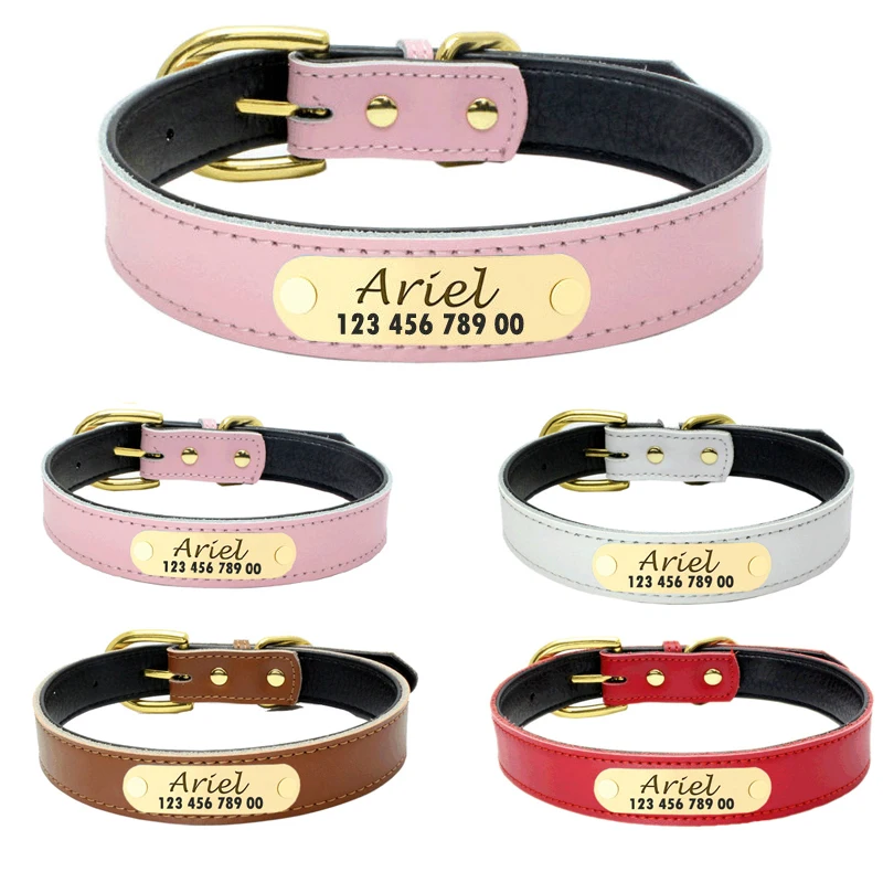 Soft Leather Collar For Dogs Personalized Laser Dog Collars Free