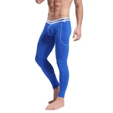 Wj calças longas johns do sono dos homens calças térmicas de fibra de bambu outono calças de inverno dos homens apertado fino roupa interior