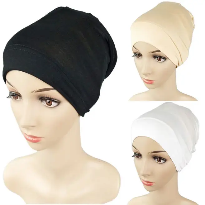 

2018 New elastic Modal inner HIJABS / hijab caps Muslim convenient cover turban instant hijab 28x21.5cm