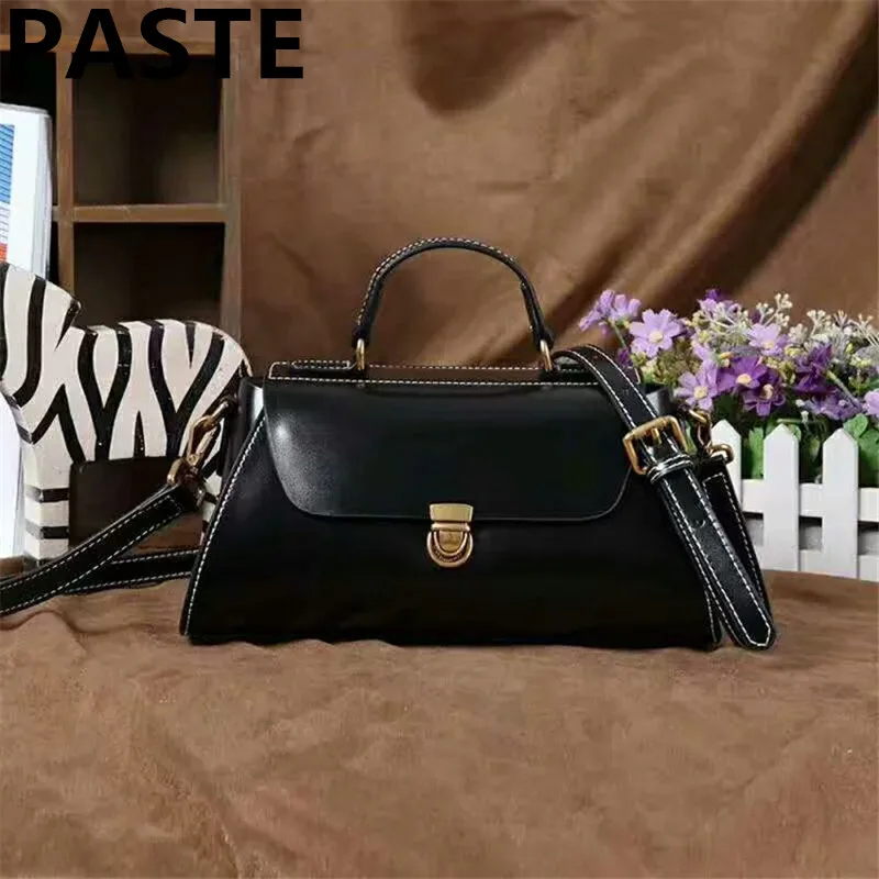 

Women Oil Wax Leather Designer Handbags High Quality Shoulder Bags Ladies crossbody bag genuine leather women messenger tote bag