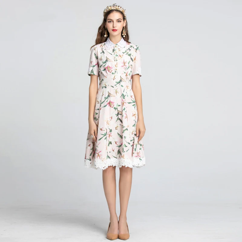 

Mini Dress Milan Runway High Quality Summer New Women'S Beach Fashion Work Party Sexy Sexy Elegant Chic Chiffon Print Dresses