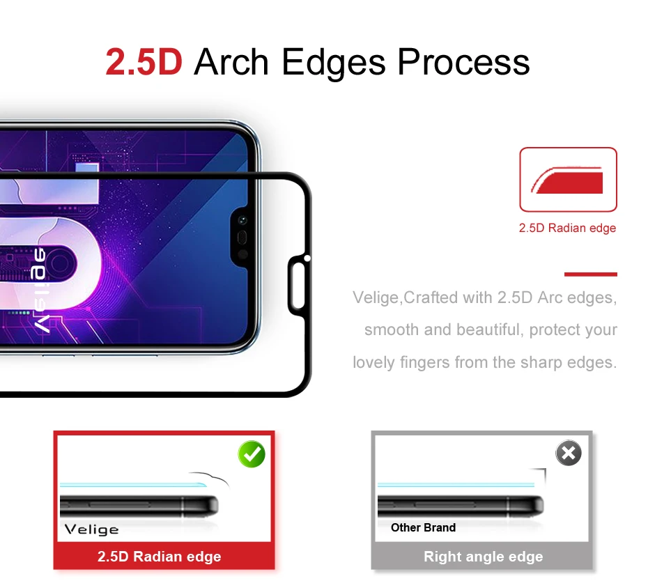 Velige 2.5D Full Cover Tempered Glass for Huawei Honor 10 Honor10 Screen Protector Ultra Thin HD Clarity Safety Glass Film (8)