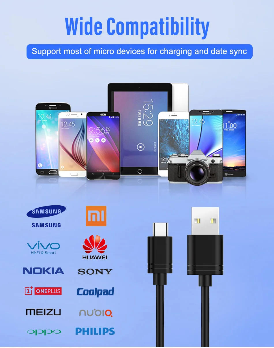 NOHON 5PC TPE Micro USB Data Charging Cable Android Phone For Samsung S6 S7 Plus Xiaomi 4 LG Huawei USB Short Long Charger Cord (10)