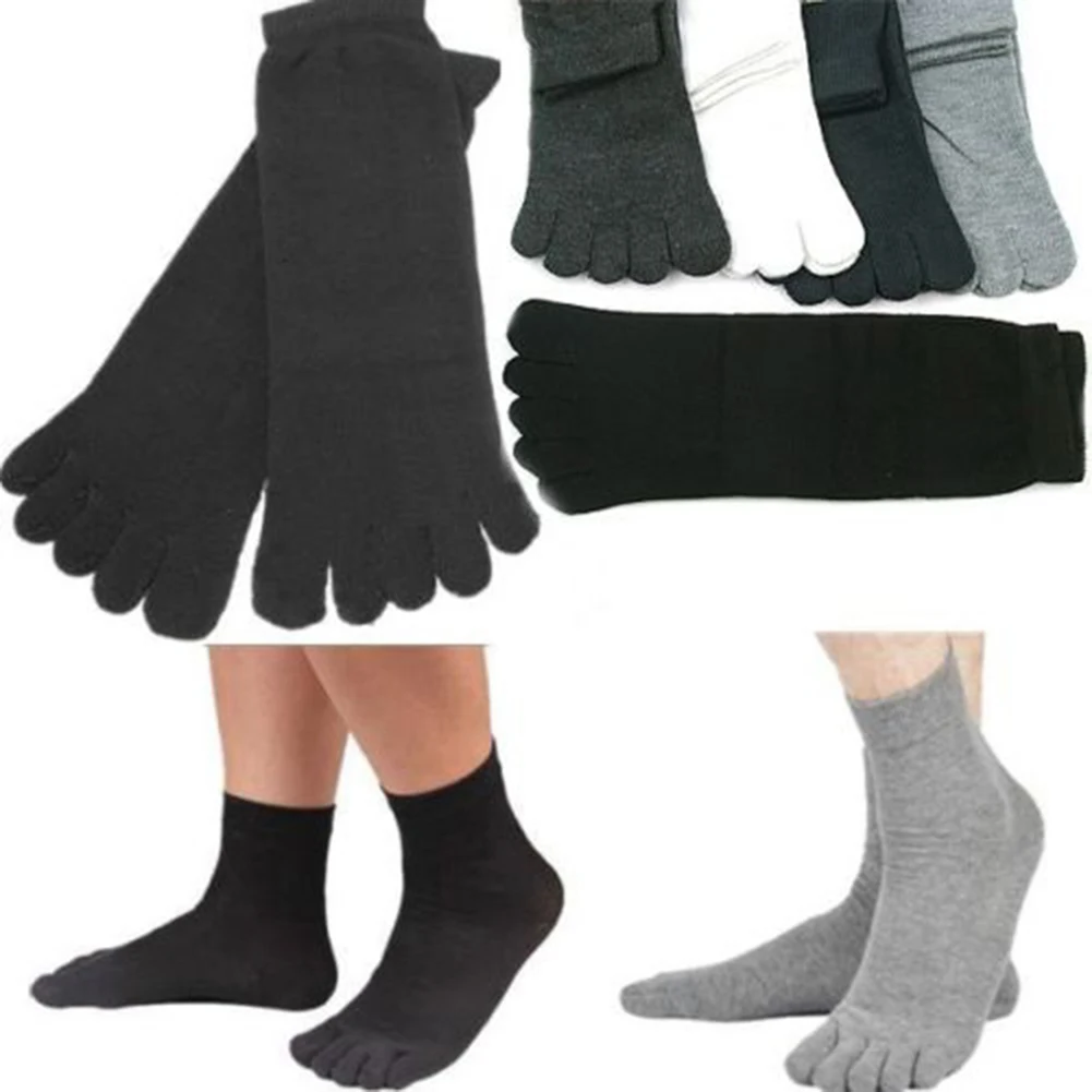 Дышащий Для мужчин пять пальцев ног носки Однотонная одежда удобные мягкие носки