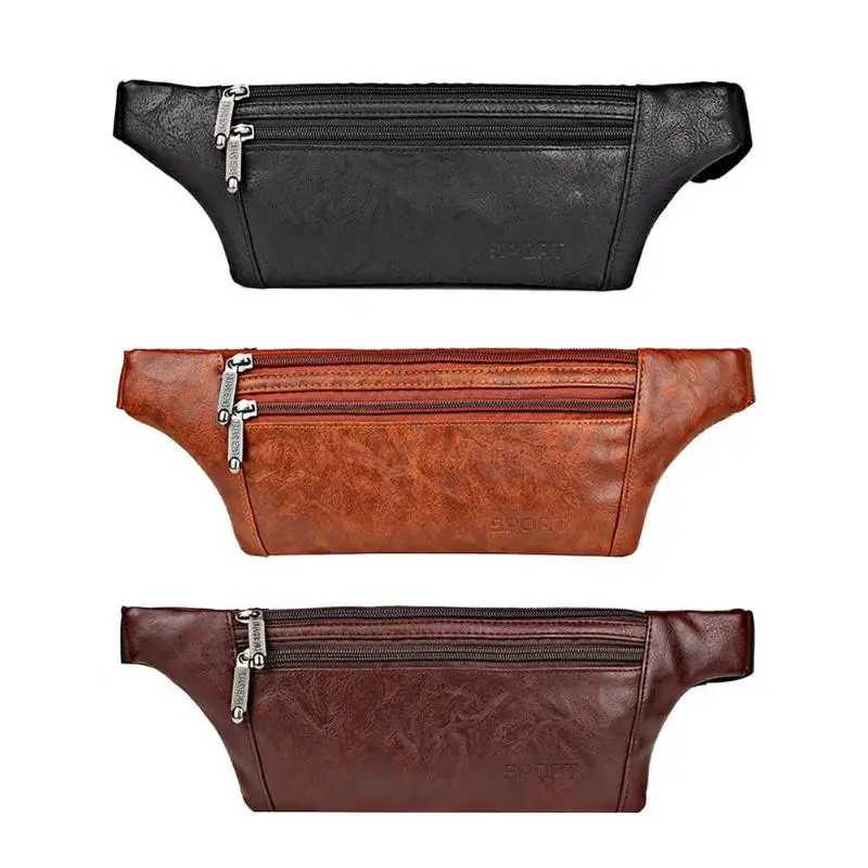 

Vintage Simple Style Men Shoulder Bag PU Leather Waist Fanny Chest Packs Crossbody Bags Waist Pack