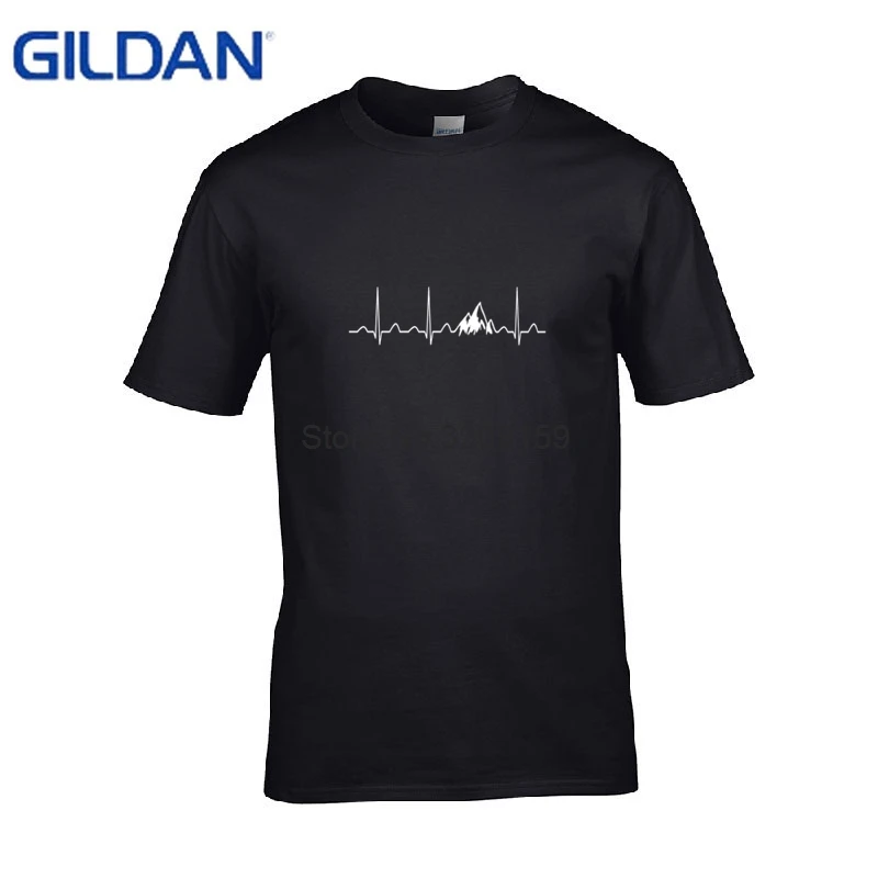 Новейшая футболка Mountain Heartbeat Мужская футболка фитнес одежда мужская одежда Летний стиль хлопковая Футболка мужская большая футболка