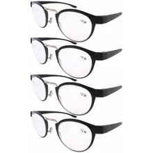 R11042 Eyekepper черные линзы, дужки серебристого цвета, набор из 4 шт. Пластик Ретро Винтаж черные очки для чтения+ 1,0/1,25/1,5/1,75/2,0/2,25/2,5/3,0/3,5