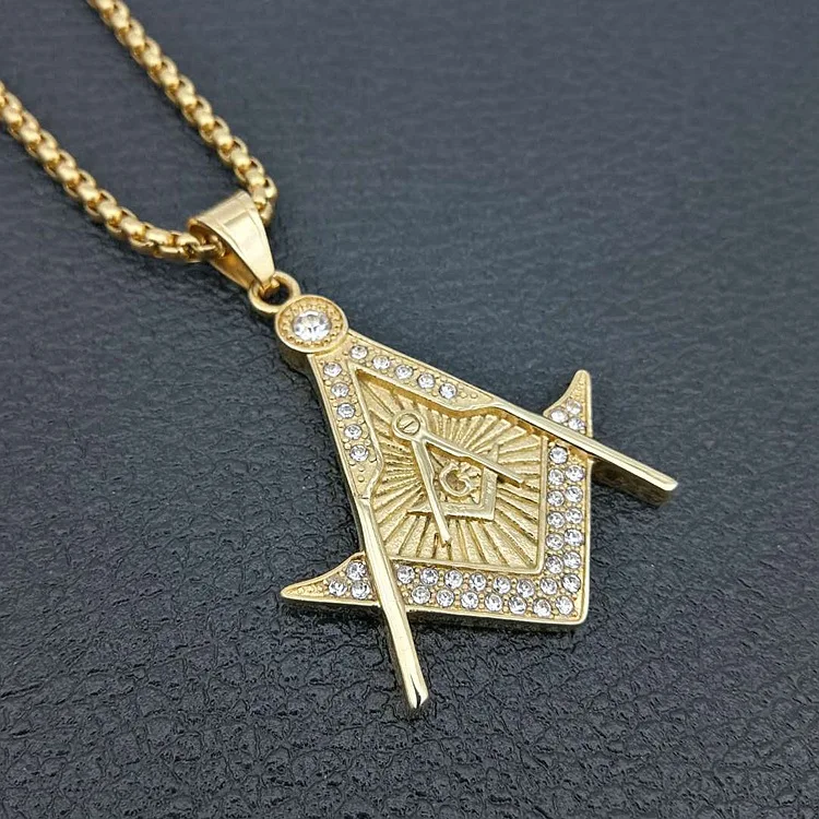 

Hip hop Men Women Jewelry Masonic Free Mason Freemasonry Free and Accepted zircon Pendants Necklaces New Design Xmas Gift