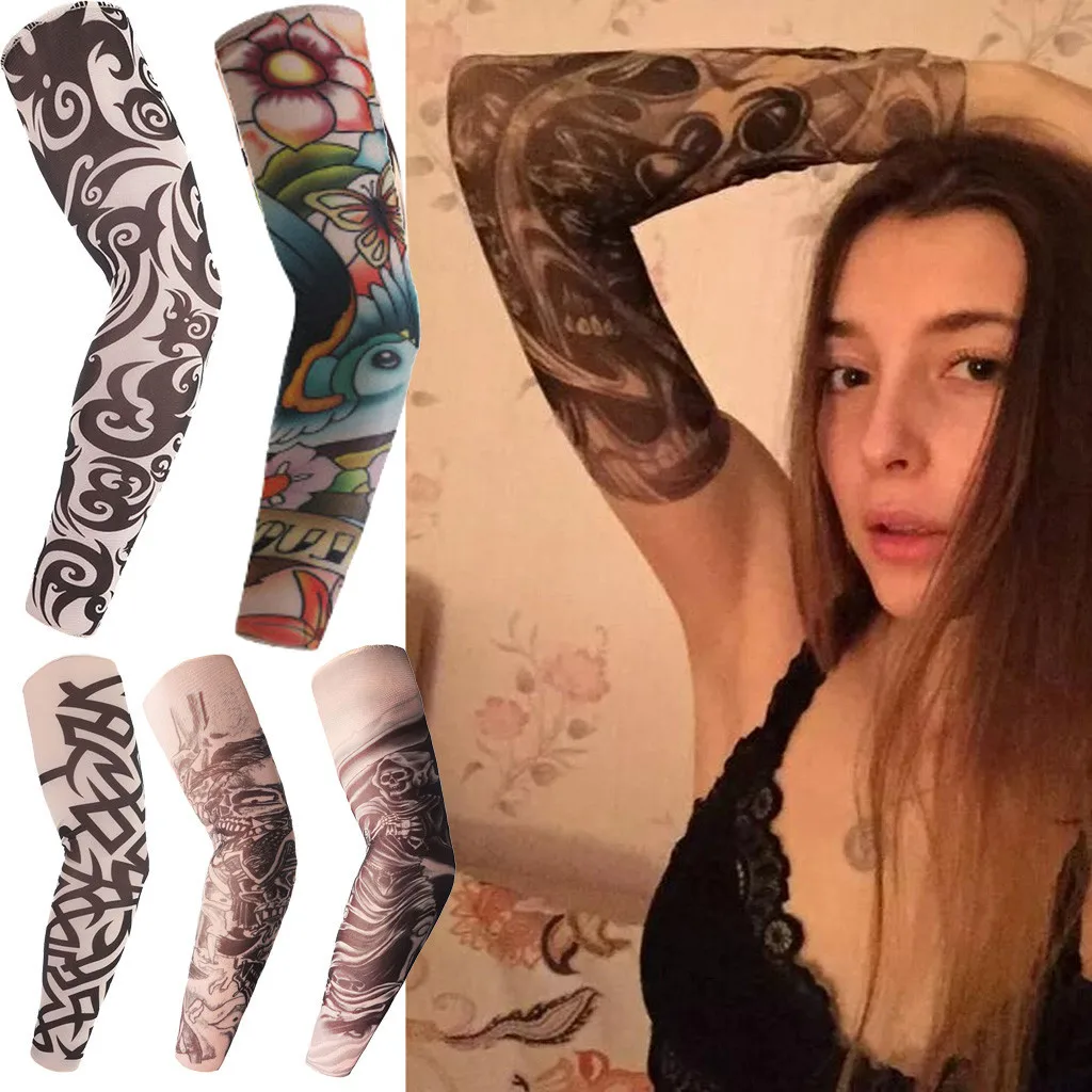 

2019 New Waterproof Boby Art Sunscreen Temporary Tattoo Sleeves Body Art Arm Stockings Slip Accessories Fake Tattoos Sticker