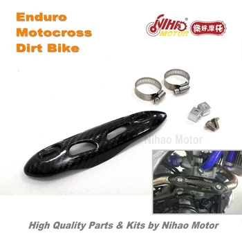 

37 Motocross Parts Universal carbon fiber muffler cover exhaust Pipe Heat Shield Enduro Kit Dirt bike spare cross Nihao Motor