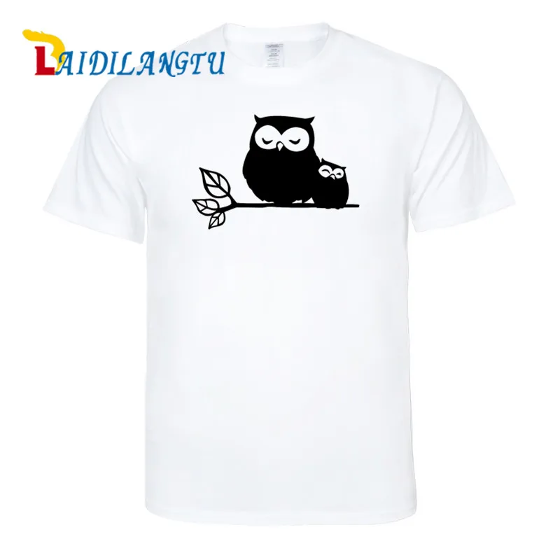 Best Gift  Men's T-Shirt Cute Owl Mom And Baby Printed T-Shirt Men Cotton Top Tees Summer Fashion Clothes