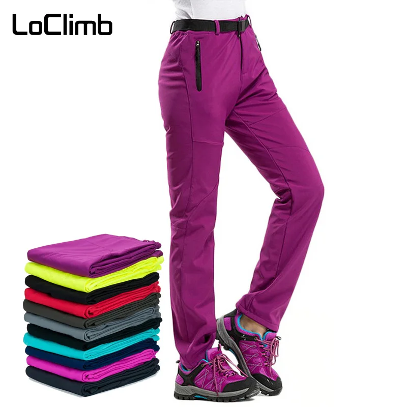 LoClimb المرأة الشتاء سراويل للتسلق في الهواء الطلق الرياضية الصوف سوفتشيل السراويل الجبلية/تزلج/الإرتحال للماء السراويل النساء AW195