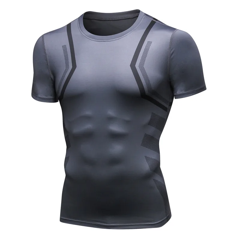 Мужская спортивная одежда быстросохнущая футболка с коротким рукавом для занятий йогой и футболом, облегающая футболка, компрессионные крутые рубашки