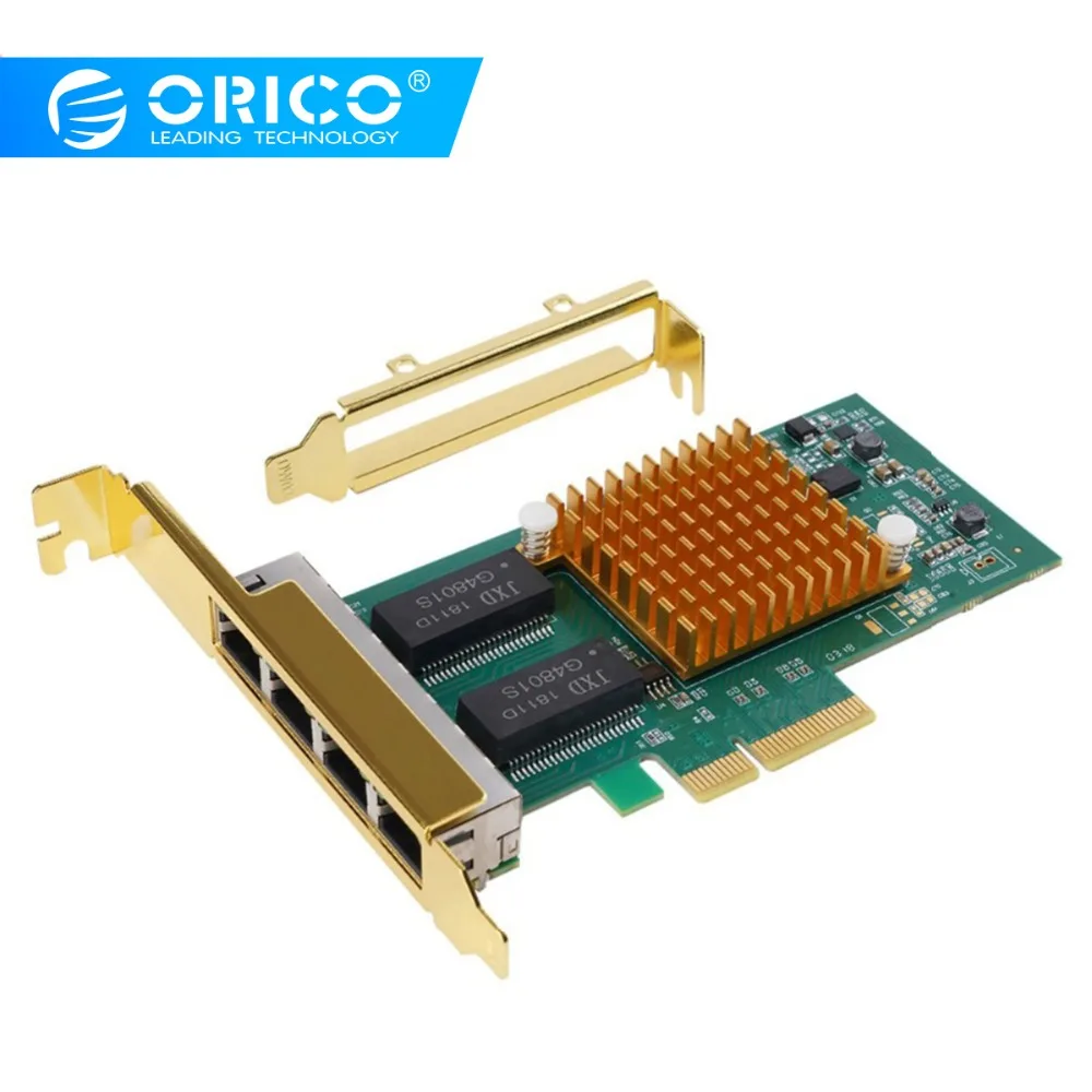 #Special Offers ORICO 4 Port Network Card Gigabit Ethernet PCI-Express Network Card 1000M PCIE RJ45 INTEL I350 Chip Lan Adapter For PC Desktop