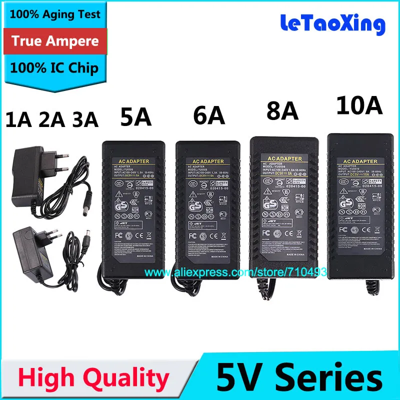 

With IC Chip AC DC 5V 10A 8A 6A 5A 3A 2A 1A Power Adpater Supply 50W 40W 30W 25W 10W 15W 5W Charger Transformer 1pcs