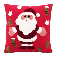 

YITUN Christmas Gif Santa Claus 100% Cotton Throw Pillow Case Chenill Chain Embroidery for Bed Chair
