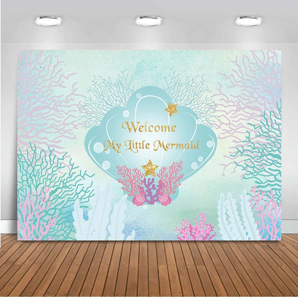 Sirene Toile De Fond Joyeux Anniversaire Theme Fete Decoration Banniere Sous Le Fond De La Mer Pour Photographie Photo Studio Accessoire Video Aliexpress