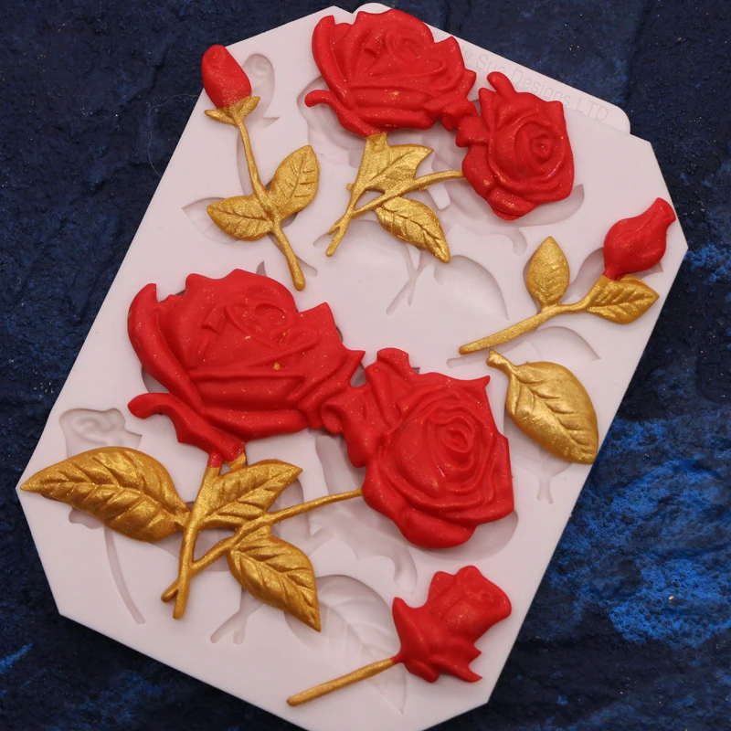 Rose Stems flower new Silicone Mould Fondant silicone cake mold baking