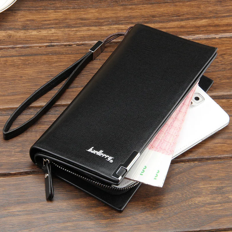 

Baellerry Business Men's Wallets Solid PU Leather Long Wallet Portable Cash Purses Casual Standard Wallets Male Clutch Bag