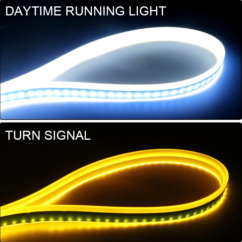 

DRL 12V LED Strip Day Lights luces led para auto Exterior Parts White Amber Decorative Turn Signal Lamps 60CM 23.62inch hlxg 2PC