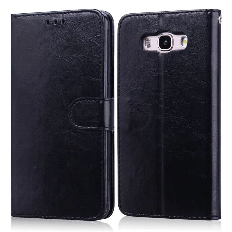 Black Роскошный кожаный чехол-книжка для samsung Galaxy J7 j710 флип-чехол для Galaxy samsung J7 задняя крышка чехол с держателем карты - Цвет: Black